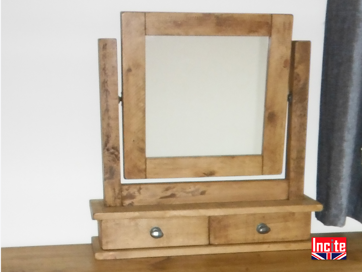 Pine dressing table and on sale mirror